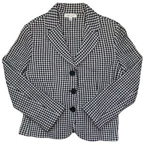 Coldwater Creek Wool Houndstooth Warm Long Sleeve Collared 3 Buttoned Jacket M